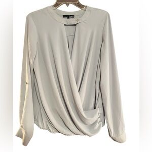 Ro & De Light Gray Drape Blouse